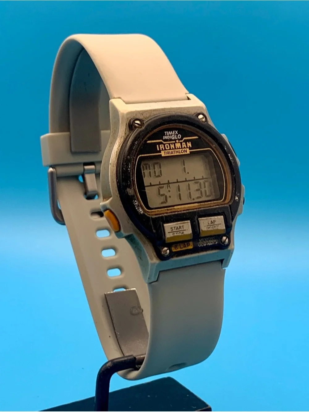 TIMEX IRONMAN TRIATHLON Men’s Vtg 1994 8 Lap Digital Watch Works New Batt/Strap